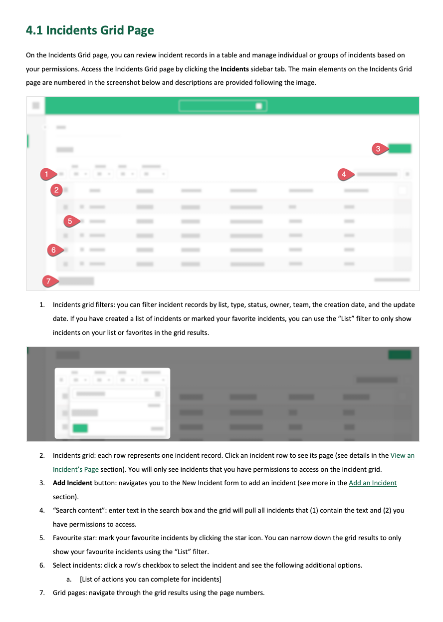 Basic User Manual on the Incidents Grid