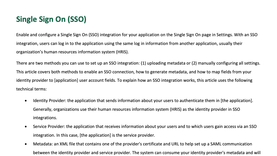 Single Sign On (SSO)