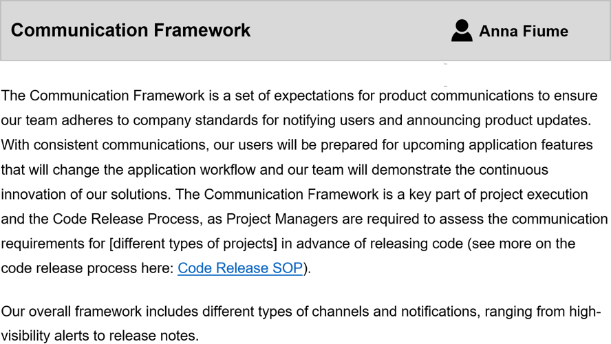 Communication Framework SOP