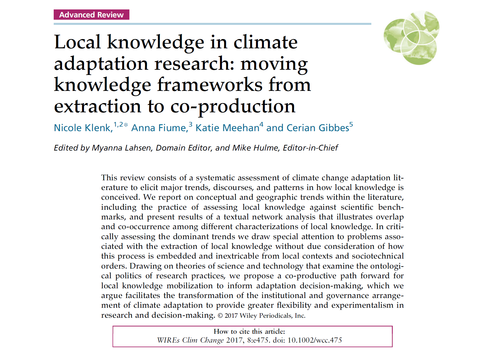 Bibliometric Analysis of Local and Indigenous Knowledge