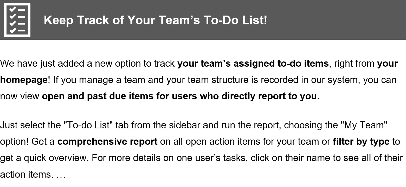 Newsletter article titled Keep Track of Your Team's To-Do List!